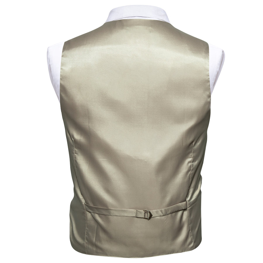 Light Brown Solid Splicing Jacquard Men's Vest Set vest set    - Sophisticated Gentlemen