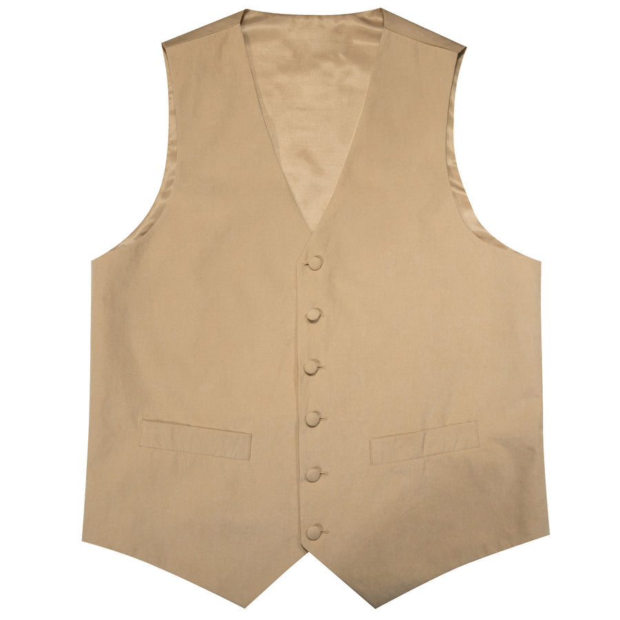 Khaki Brown Solid Splicing Jacquard Men's Vest Set vest set    - Sophisticated Gentlemen