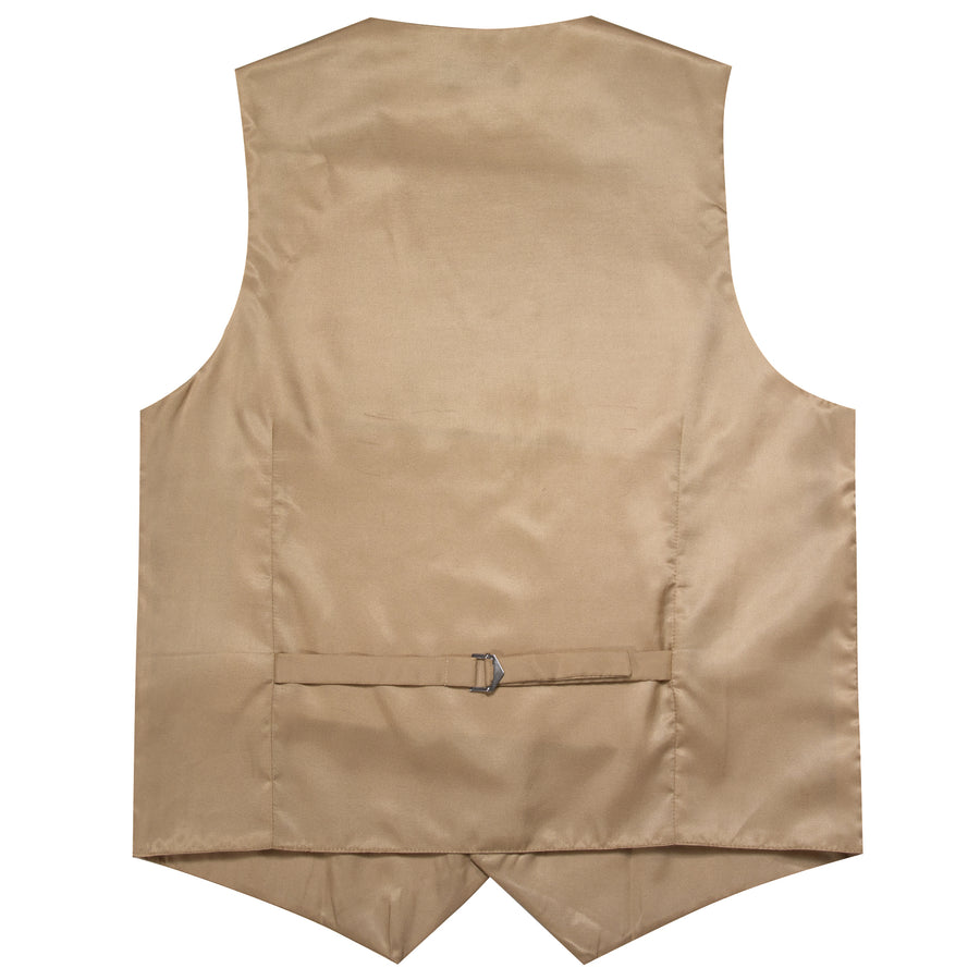 Khaki Brown Solid Splicing Jacquard Men's Vest Set vest set    - Sophisticated Gentlemen