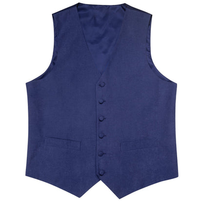 Royal Blue Solid Splicing Jacquard Vest Set vest set S (Chest 40")   - Sophisticated Gentlemen