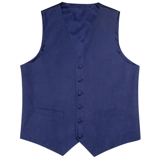 Royal Blue Solid Splicing Jacquard Vest Set vest set S (Chest 40")   - Sophisticated Gentlemen