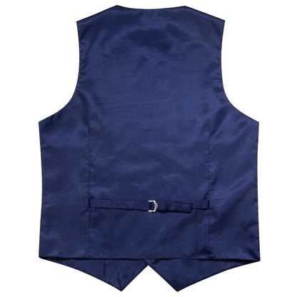 Royal Blue Solid Splicing Jacquard Vest Set vest set    - Sophisticated Gentlemen