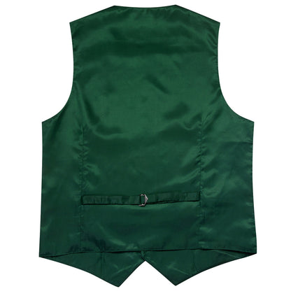 Emerald Green Solid Splicing Jacquard Men's Vest Set vest set    - Sophisticated Gentlemen