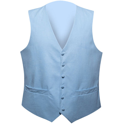 Sky Blue Solid Splicing Jacquard Vest Set vest set S (Chest 40")   - Sophisticated Gentlemen