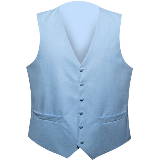 Sky Blue Solid Splicing Jacquard Vest Set vest set S (Chest 40")   - Sophisticated Gentlemen