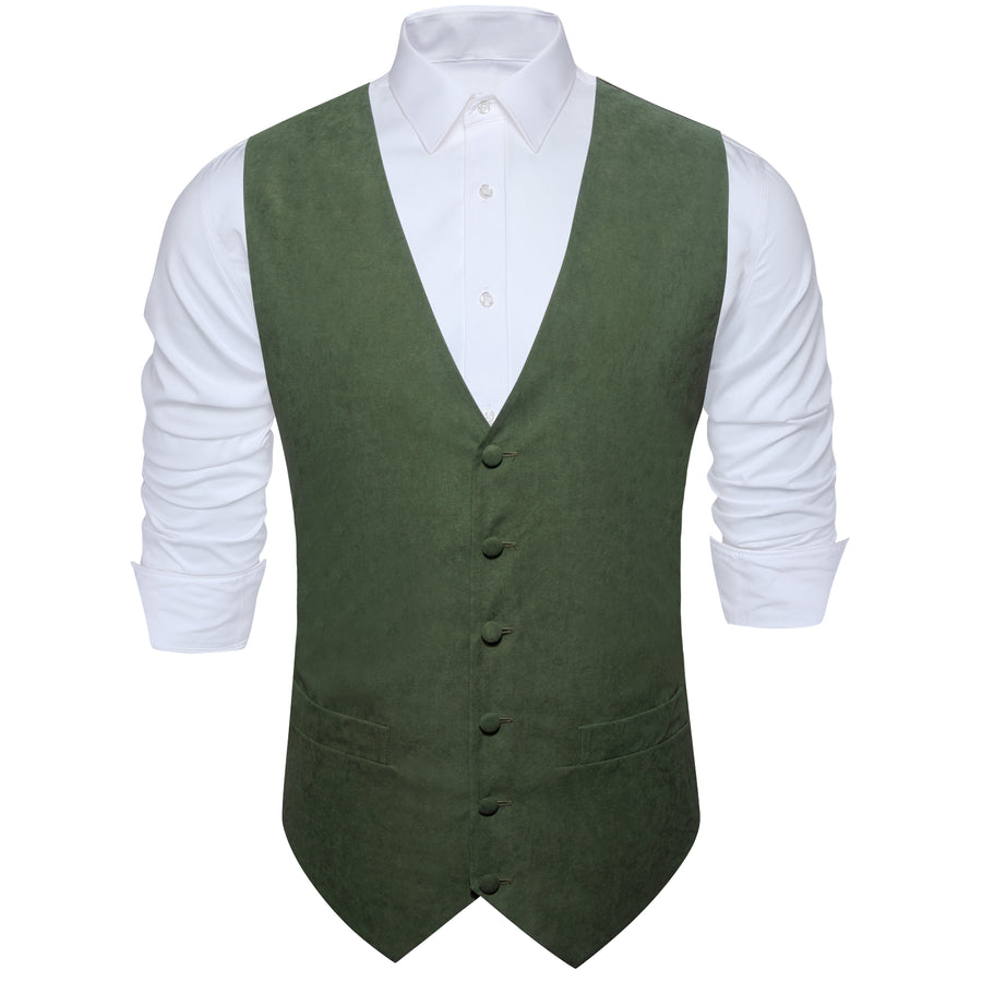 Green Vest Sage Solid Splicing Jacquard Vest Set vest set    - Sophisticated Gentlemen