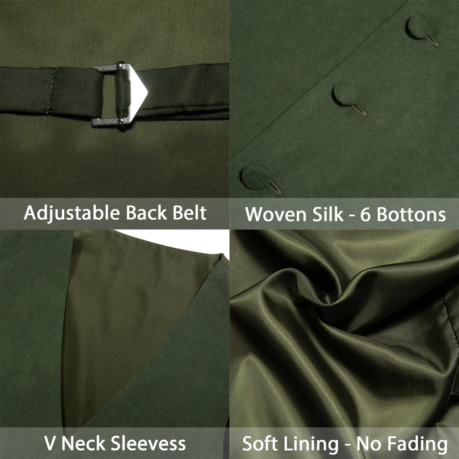 Green Vest Sage Solid Splicing Jacquard Vest Set vest set    - Sophisticated Gentlemen