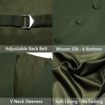 Green Vest Sage Solid Splicing Jacquard Vest Set vest set    - Sophisticated Gentlemen
