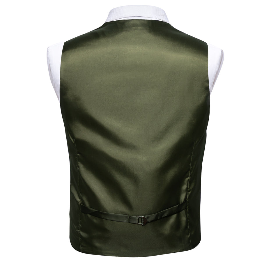 Green Vest Sage Solid Splicing Jacquard Vest Set vest set    - Sophisticated Gentlemen