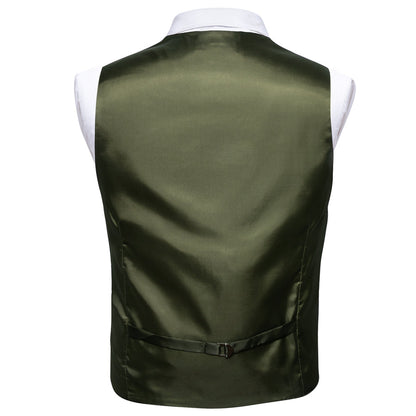 Green Vest Sage Solid Splicing Jacquard Vest Set vest set    - Sophisticated Gentlemen