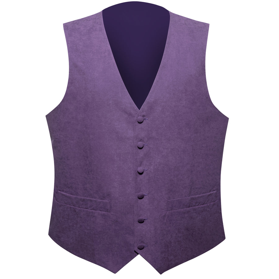 Dark Purple Solid Splicing Jacquard Men's Vest Set vest set    - Sophisticated Gentlemen