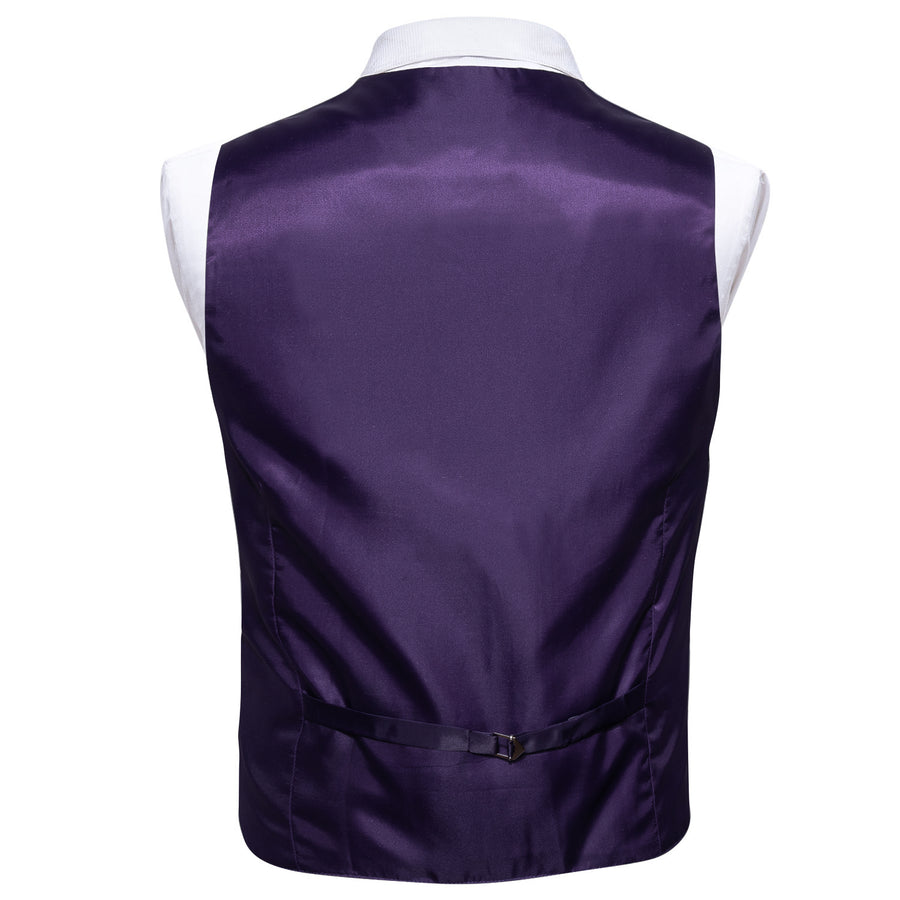 Dark Purple Solid Splicing Jacquard Men's Vest Set vest set    - Sophisticated Gentlemen