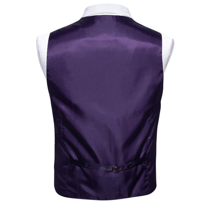 Dark Purple Solid Splicing Jacquard Men's Vest Set vest set    - Sophisticated Gentlemen