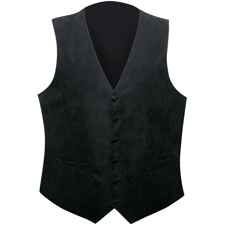 Dark Black Solid Splicing Jacquard Vest Set vest set    - Sophisticated Gentlemen