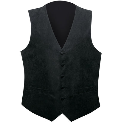 Dark Black Solid Splicing Jacquard Vest Set vest set    - Sophisticated Gentlemen