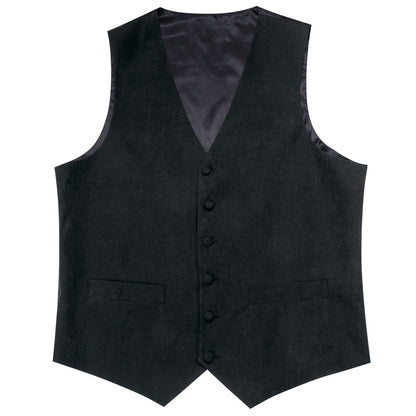 Dark Black Solid Splicing Jacquard Vest Set vest set S (Chest 40")   - Sophisticated Gentlemen