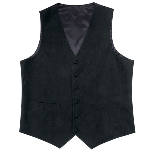 Dark Black Solid Splicing Jacquard Vest Set vest set S (Chest 40")   - Sophisticated Gentlemen