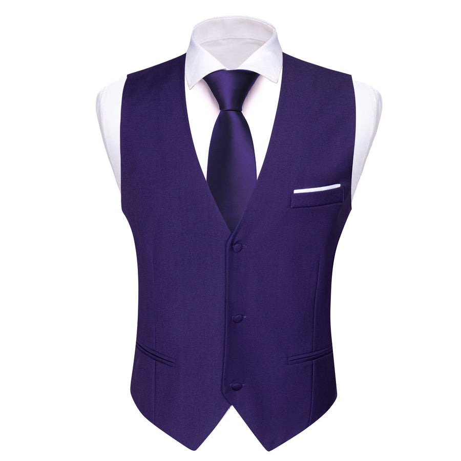 Cadbury Purple Solid Silk Men's V Neck Vest Set vest set    - Sophisticated Gentlemen