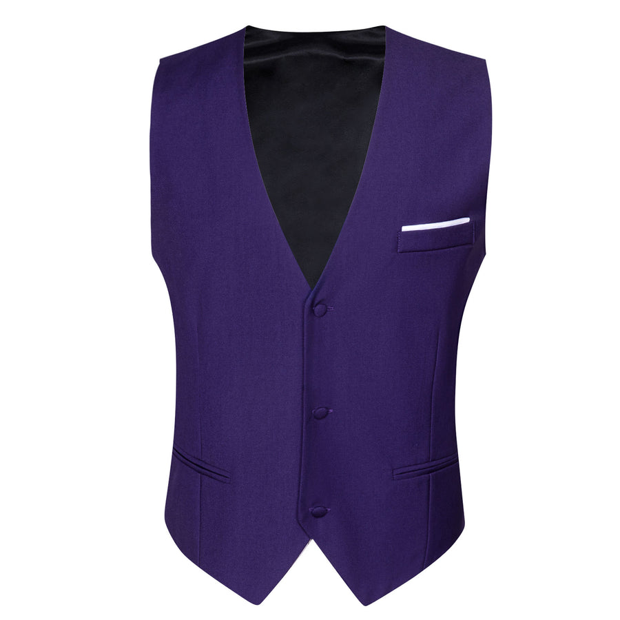 Cadbury Purple Solid Silk Men's V Neck Vest Set vest set    - Sophisticated Gentlemen
