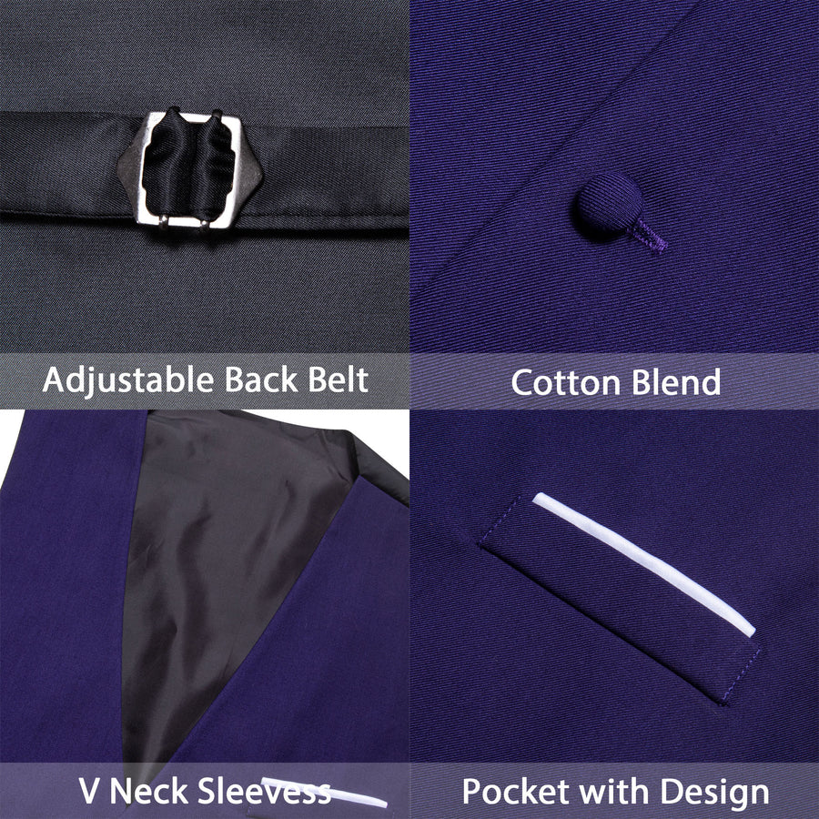 Cadbury Purple Solid Silk Men's V Neck Vest Set vest set    - Sophisticated Gentlemen
