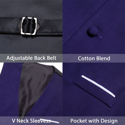 Cadbury Purple Solid Silk Men's V Neck Vest Set vest set    - Sophisticated Gentlemen