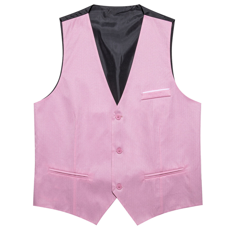 Petal Pink Solid Men's V Neck Vest Set vest set    - Sophisticated Gentlemen