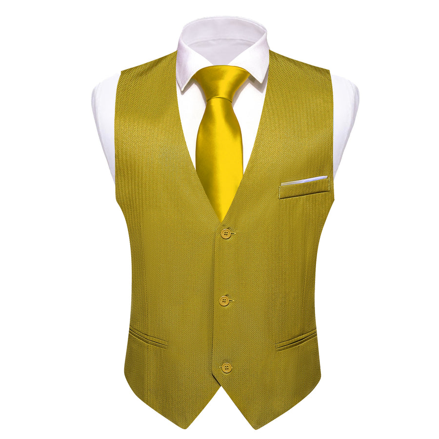 Olive Green Solid Men's V Neck Vest Set vest set    - Sophisticated Gentlemen