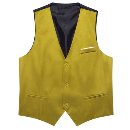 Olive Green Solid Men's V Neck Vest Set vest set    - Sophisticated Gentlemen