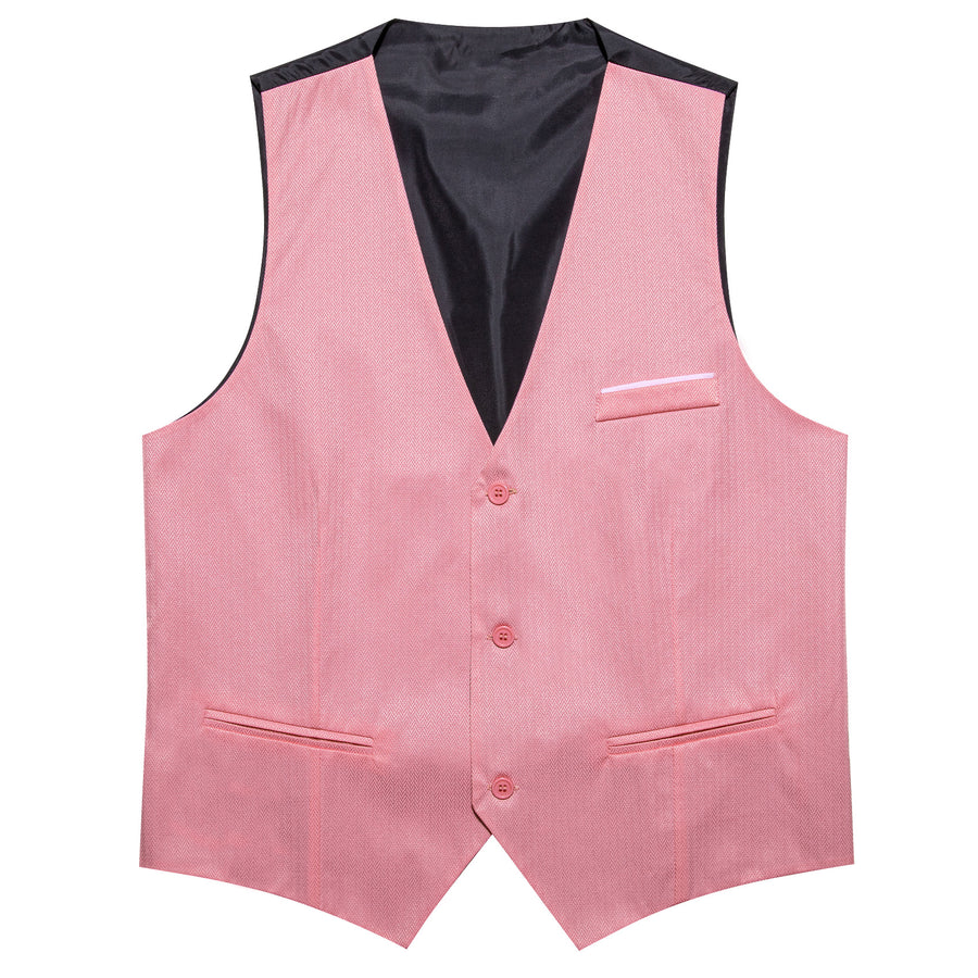 Pink Solid Men's V Neck Vest Set vest set    - Sophisticated Gentlemen