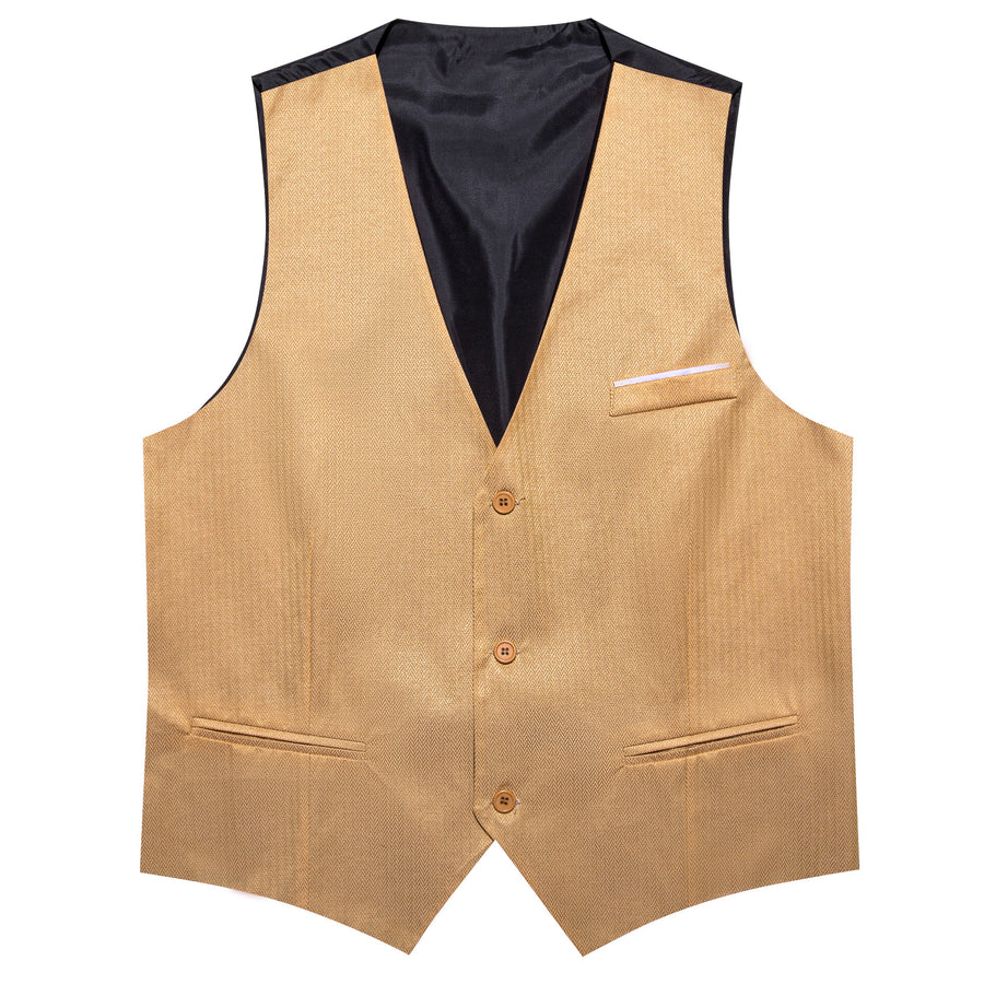 Jasmine Yellow Solid Men's V Neck Vest Set vest set    - Sophisticated Gentlemen