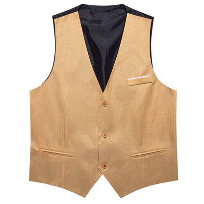 Jasmine Yellow Solid Men's V Neck Vest Set vest set    - Sophisticated Gentlemen