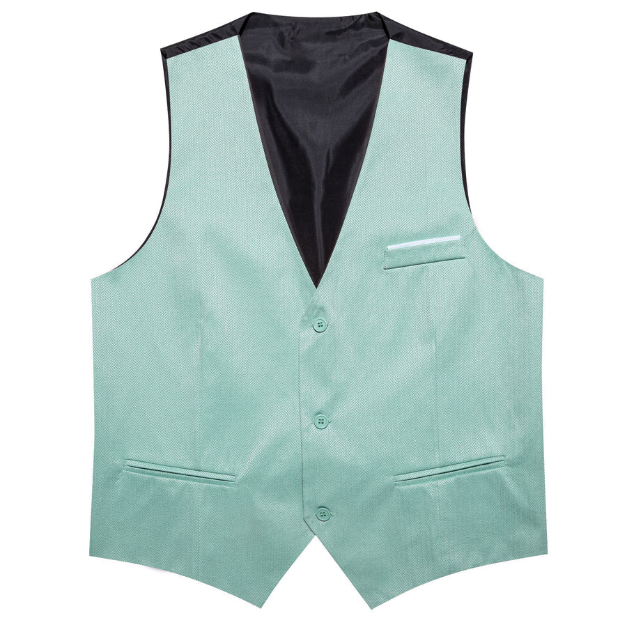 Mint Green Solid V Neck Vest Set vest set    - Sophisticated Gentlemen