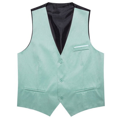 Mint Green Solid V Neck Vest Set vest set    - Sophisticated Gentlemen
