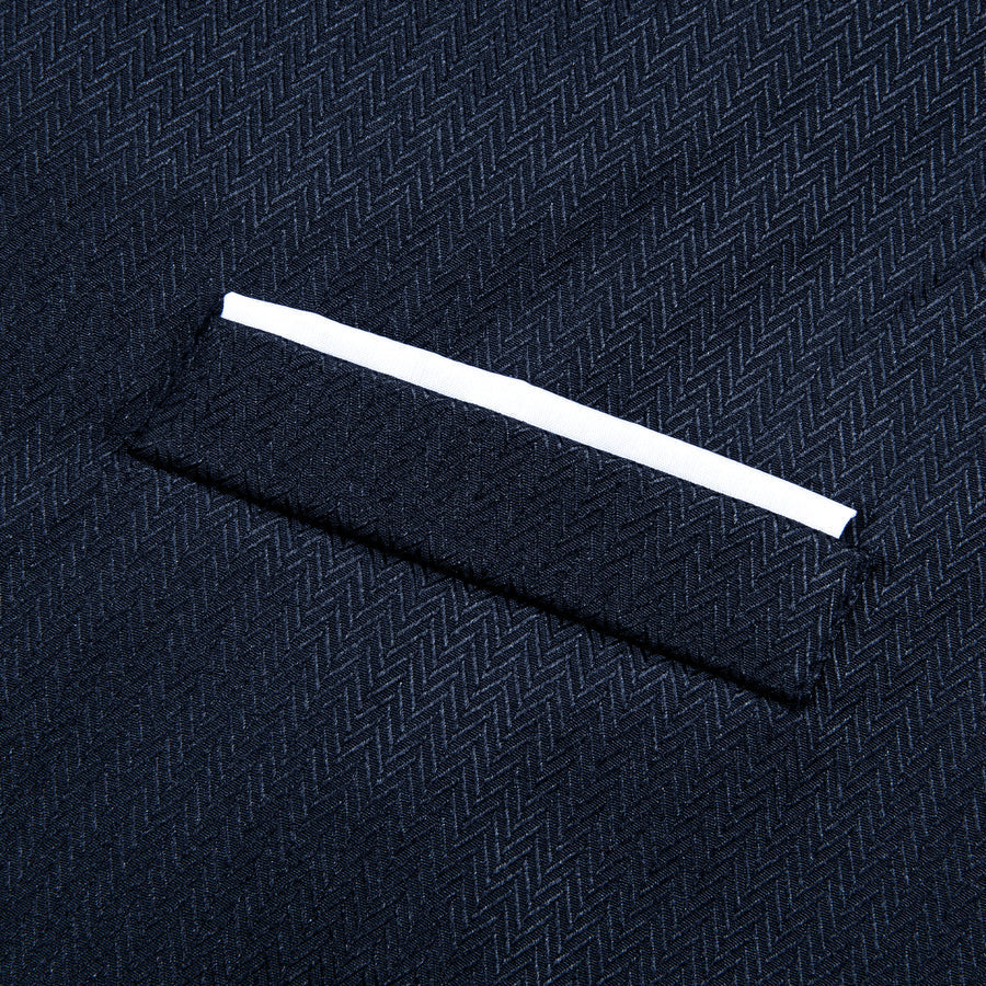 Navy Blue Solid Men's V Neck Vest Set vest set    - Sophisticated Gentlemen