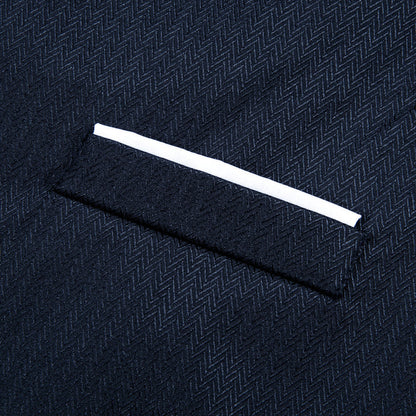Navy Blue Solid Men's V Neck Vest Set vest set    - Sophisticated Gentlemen