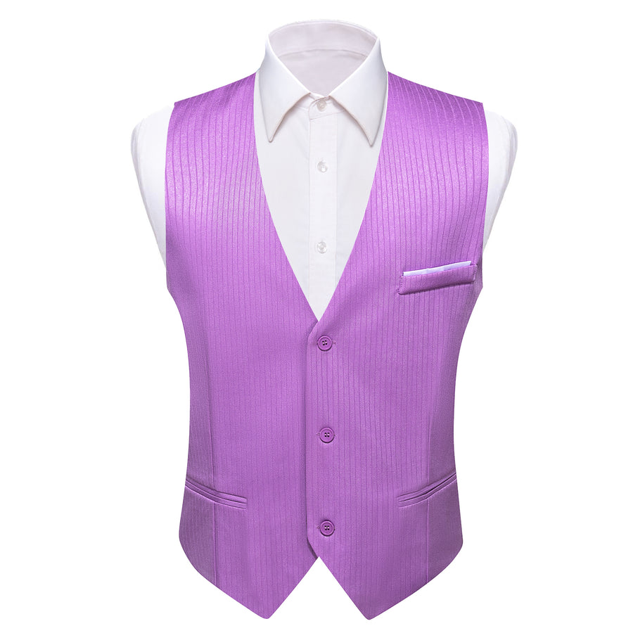 Purple Solid Men's V Neck Vest Set vest set S (Chest 40")   - Sophisticated Gentlemen