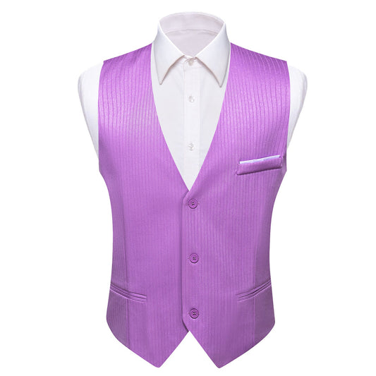 Purple Solid Men's V Neck Vest Set vest set S (Chest 40")   - Sophisticated Gentlemen