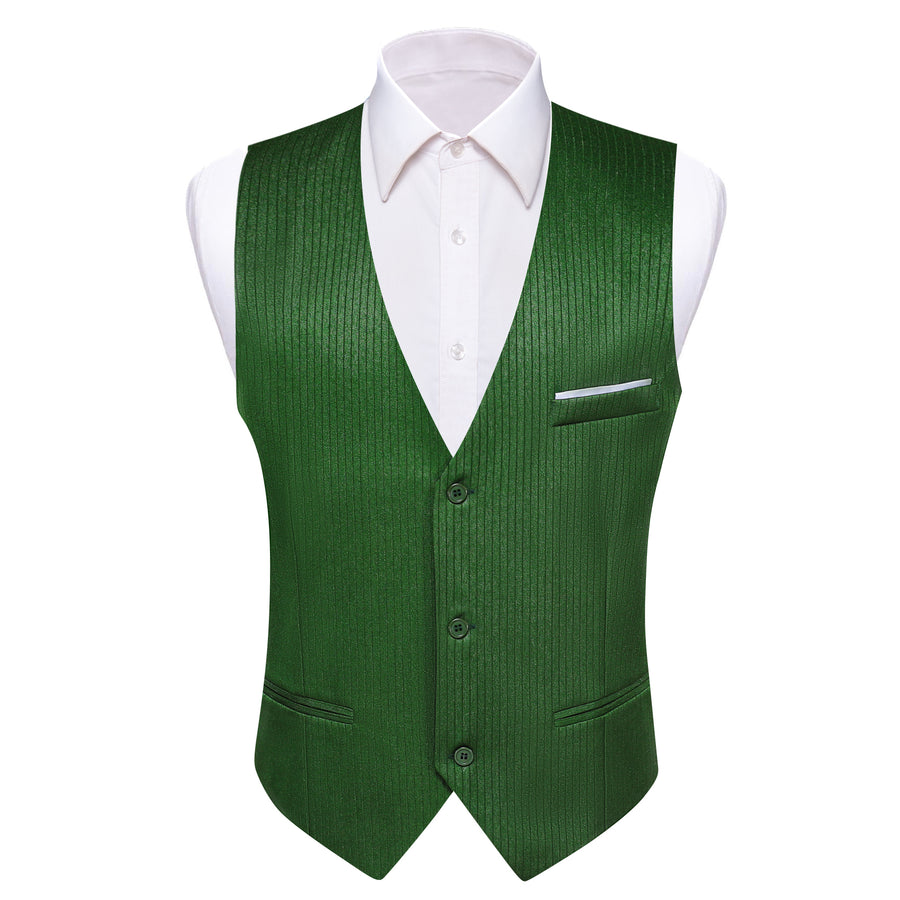Grass Green Solid Men's V Neck Vest Set vest set S (Chest 40")   - Sophisticated Gentlemen