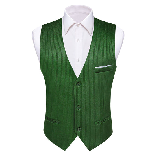 Grass Green Solid Men's V Neck Vest Set vest set S (Chest 40")   - Sophisticated Gentlemen