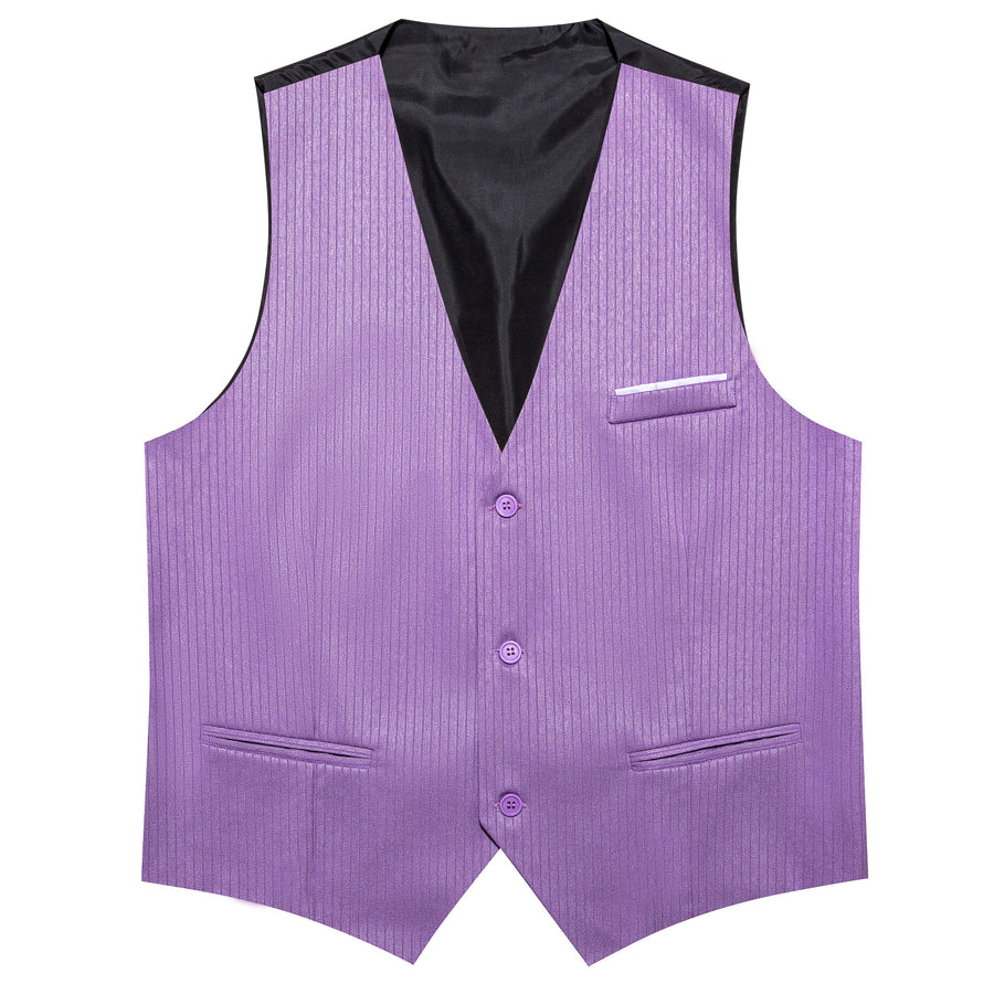 Baby Purple Solid Men's V Neck Vest Set vest set    - Sophisticated Gentlemen