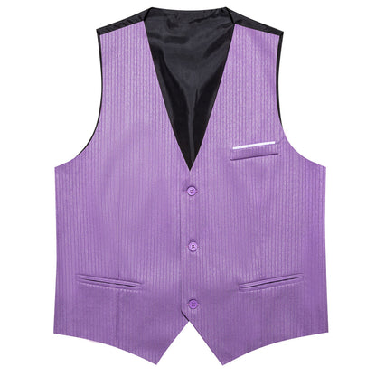 Baby Purple Solid Men's V Neck Vest Set vest set    - Sophisticated Gentlemen