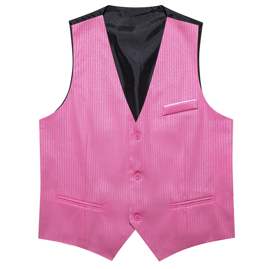 Petal Pink Solid Men's V Neck Vest Set vest set    - Sophisticated Gentlemen