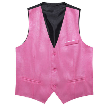 Petal Pink Solid Men's V Neck Vest Set vest set    - Sophisticated Gentlemen