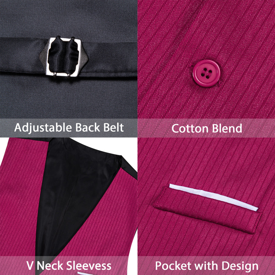 Iris Purple Solid Men's V Neck Vest Set vest set    - Sophisticated Gentlemen