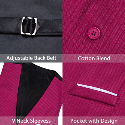 Iris Purple Solid Men's V Neck Vest Set vest set    - Sophisticated Gentlemen