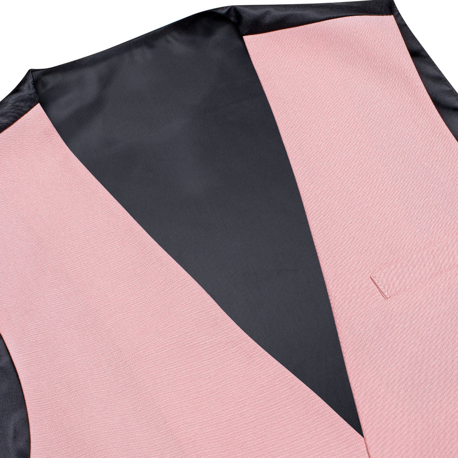 Pink Cotton Solid Splicing Jacquard Men's Vest Set vest set    - Sophisticated Gentlemen
