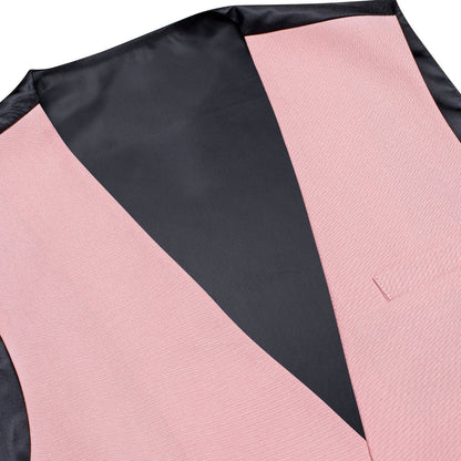 Pink Cotton Solid Splicing Jacquard Men's Vest Set vest set    - Sophisticated Gentlemen