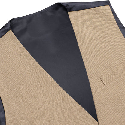 Khaki Cotton Solid Splicing Jacquard Men's Vest Set vest set    - Sophisticated Gentlemen