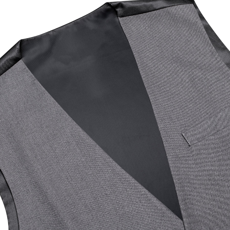 Gray Cotton Solid Splicing Jacquard Men's Vest Set vest set    - Sophisticated Gentlemen
