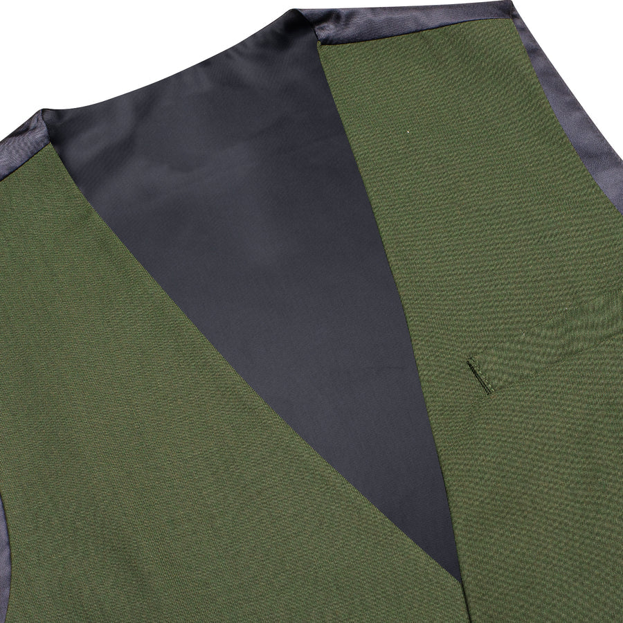 Green Cotton Solid Splicing Jacquard Men's Vest Set vest set    - Sophisticated Gentlemen